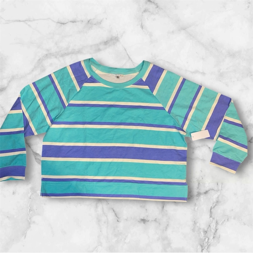 Nwt Wildfox Womens Pullover Sweater Blue  Striped Sz XL